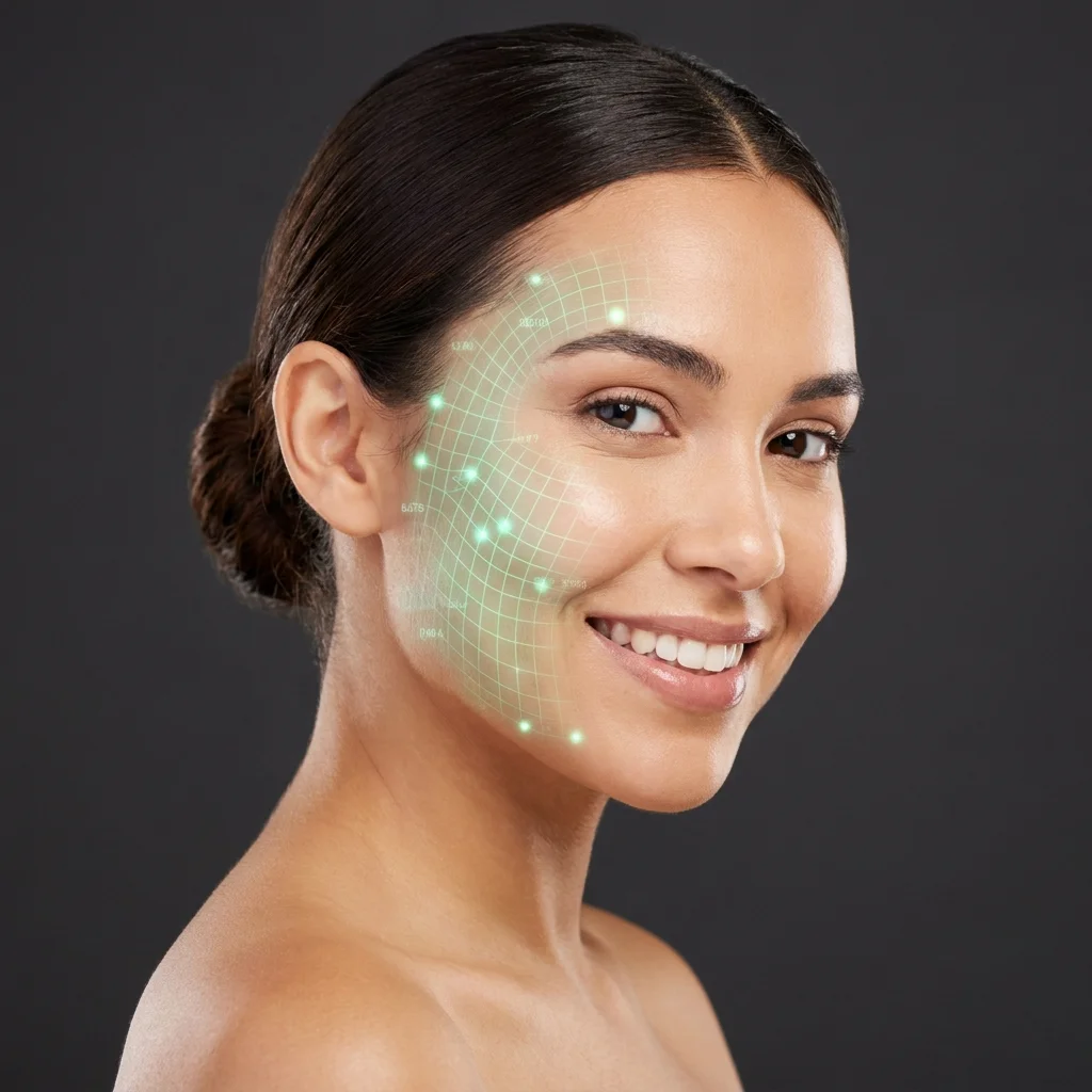 Análise de pele com IA: grade de escaneamento facial