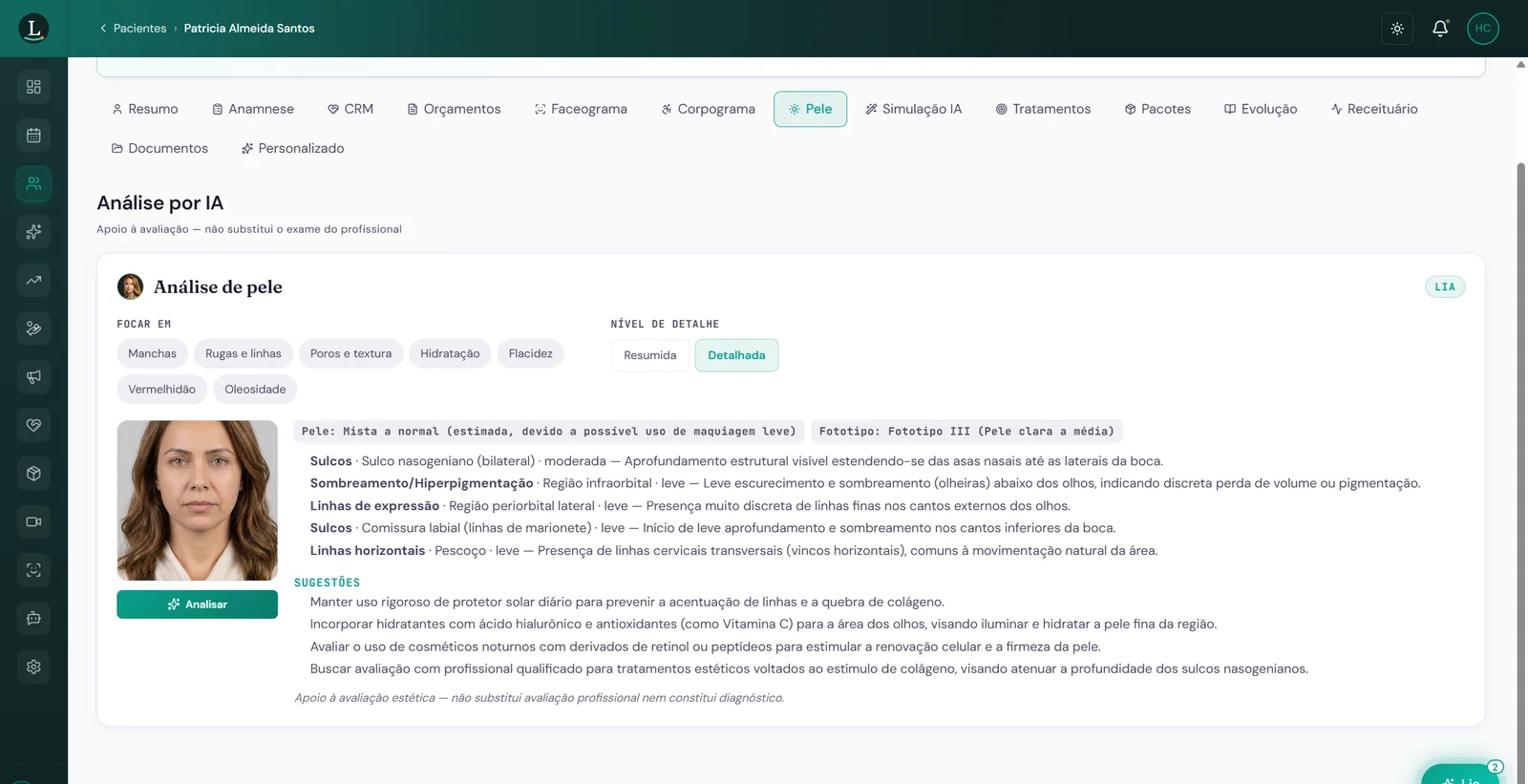 A IA lê a pele do paciente do Luria